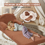 Kid's Tables, Chairs & Seats: VEVOR Baby Chair Foldable 2-in-1 Baby Lounger Couch Cartoon Kids Sofa Brown