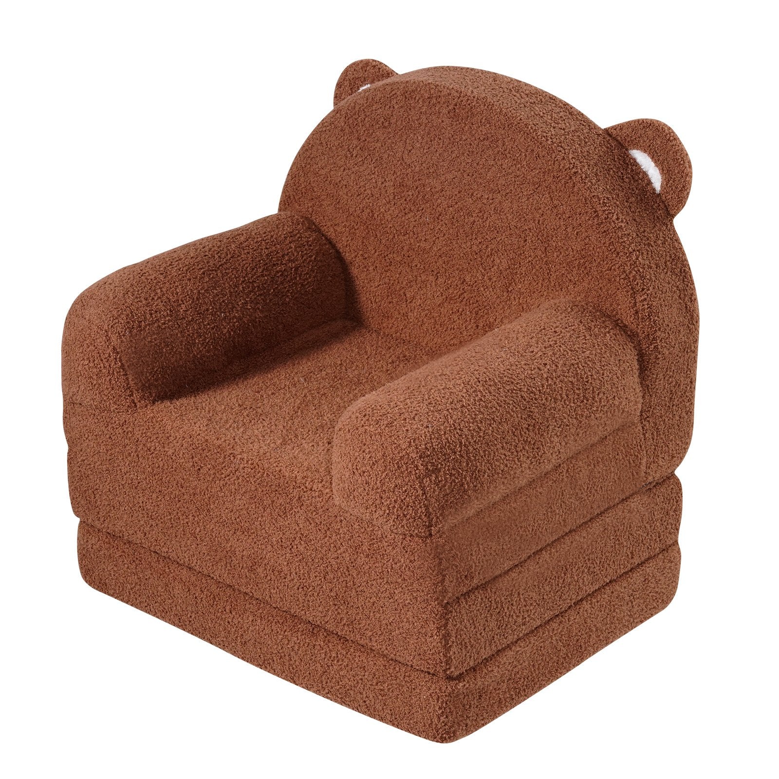 Kid's Tables, Chairs & Seats: VEVOR Baby Chair Foldable 2-in-1 Baby Lounger Couch Cartoon Kids Sofa Brown