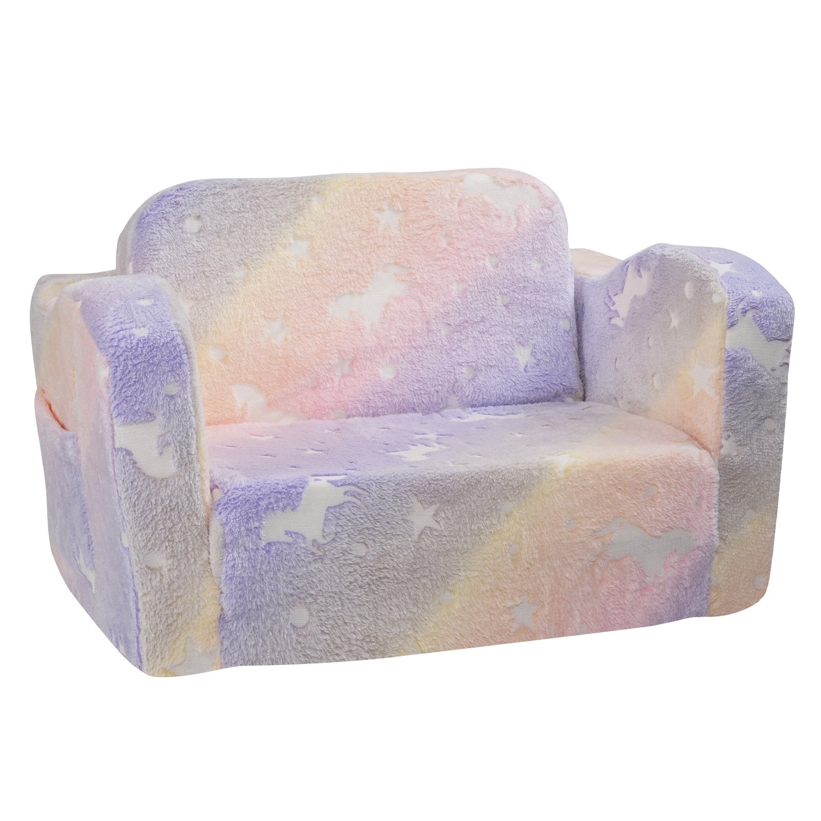 Arm Chairs & Recliners: VEVOR Foldable Baby Chair 2-in-1 Baby Lounger Couch Glow in Dark Kids Sofa