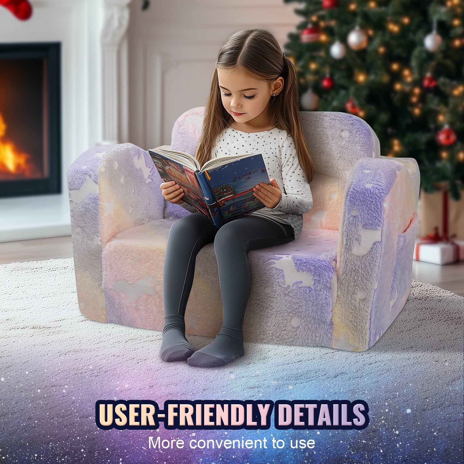 Arm Chairs & Recliners: VEVOR Foldable Baby Chair 2-in-1 Baby Lounger Couch Glow in Dark Kids Sofa