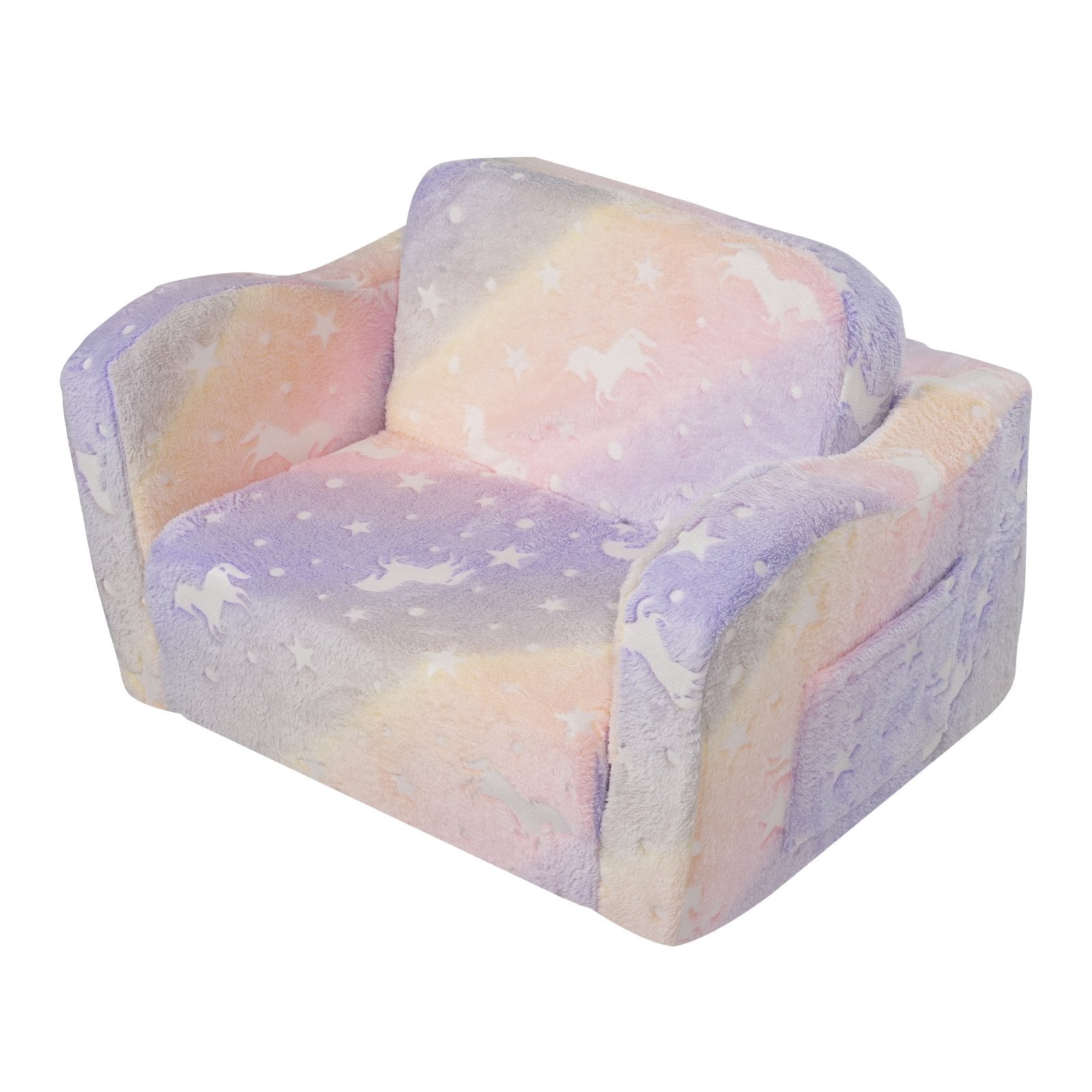 Arm Chairs & Recliners: VEVOR Foldable Baby Chair 2-in-1 Baby Lounger Couch Glow in Dark Kids Sofa
