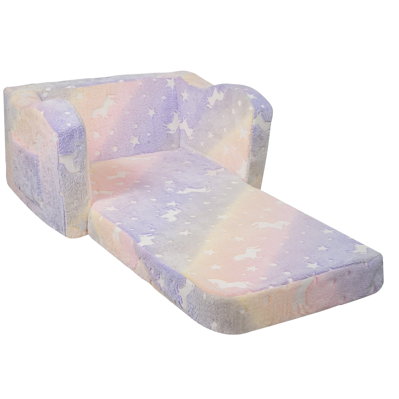 Arm Chairs & Recliners: VEVOR Foldable Baby Chair 2-in-1 Baby Lounger Couch Glow in Dark Kids Sofa