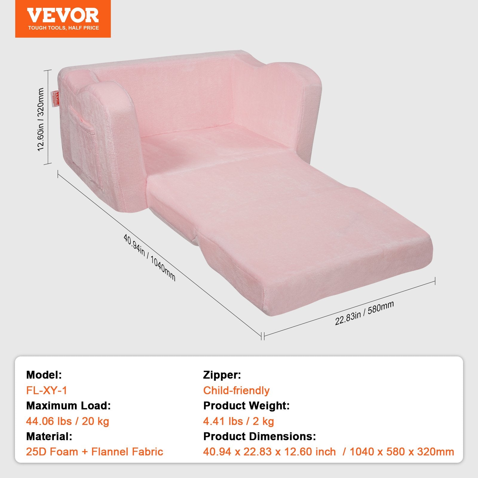 Sofas & Sofa Beds: VEVOR Baby Chair Foldable 2-in-1 Comfy Baby Lounger Couch Kids Sofa Pink