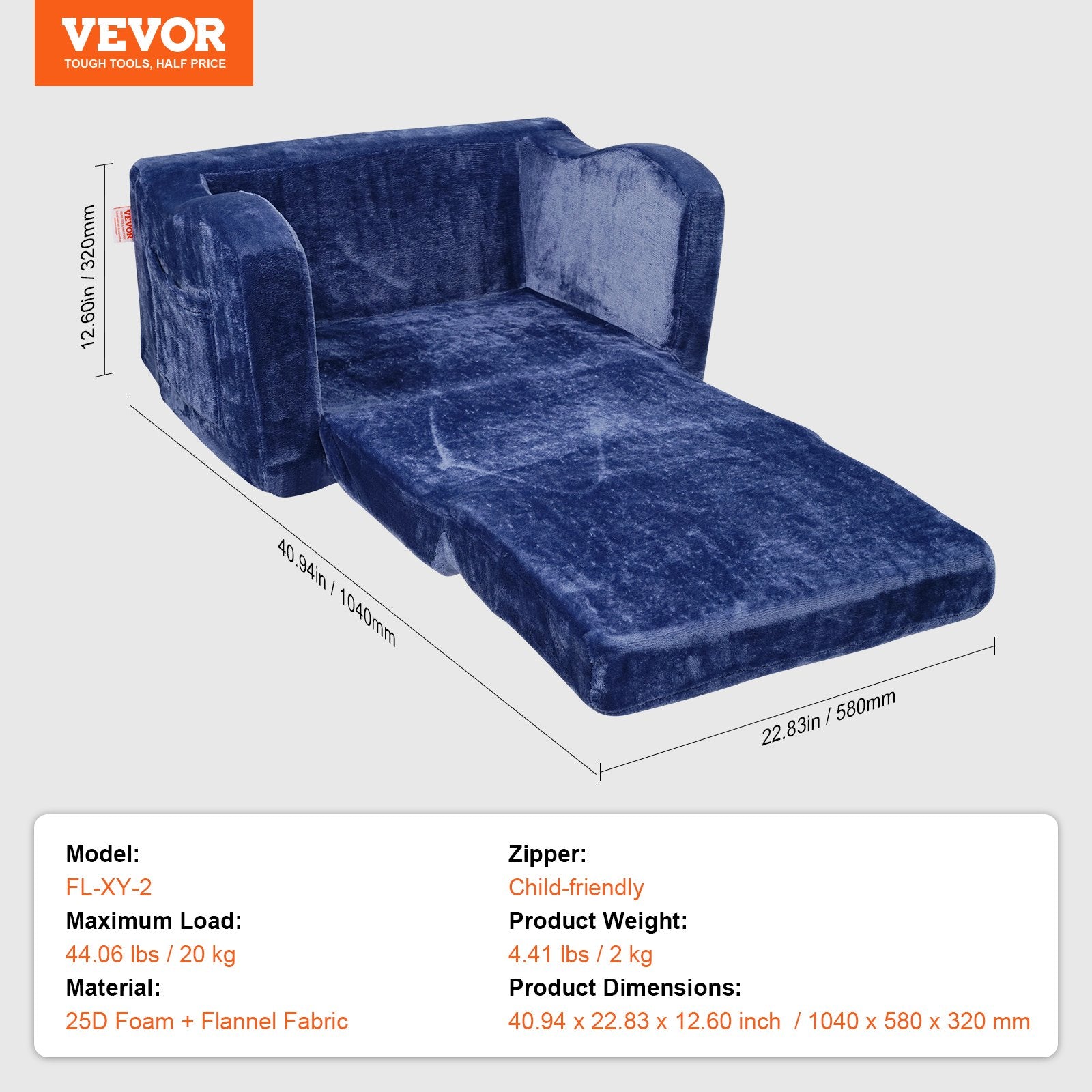 Sofas & Sofa Beds: VEVOR Baby Chair Foldable 2-in-1 Comfy Baby Lounger Couch Kids Sofa Blue
