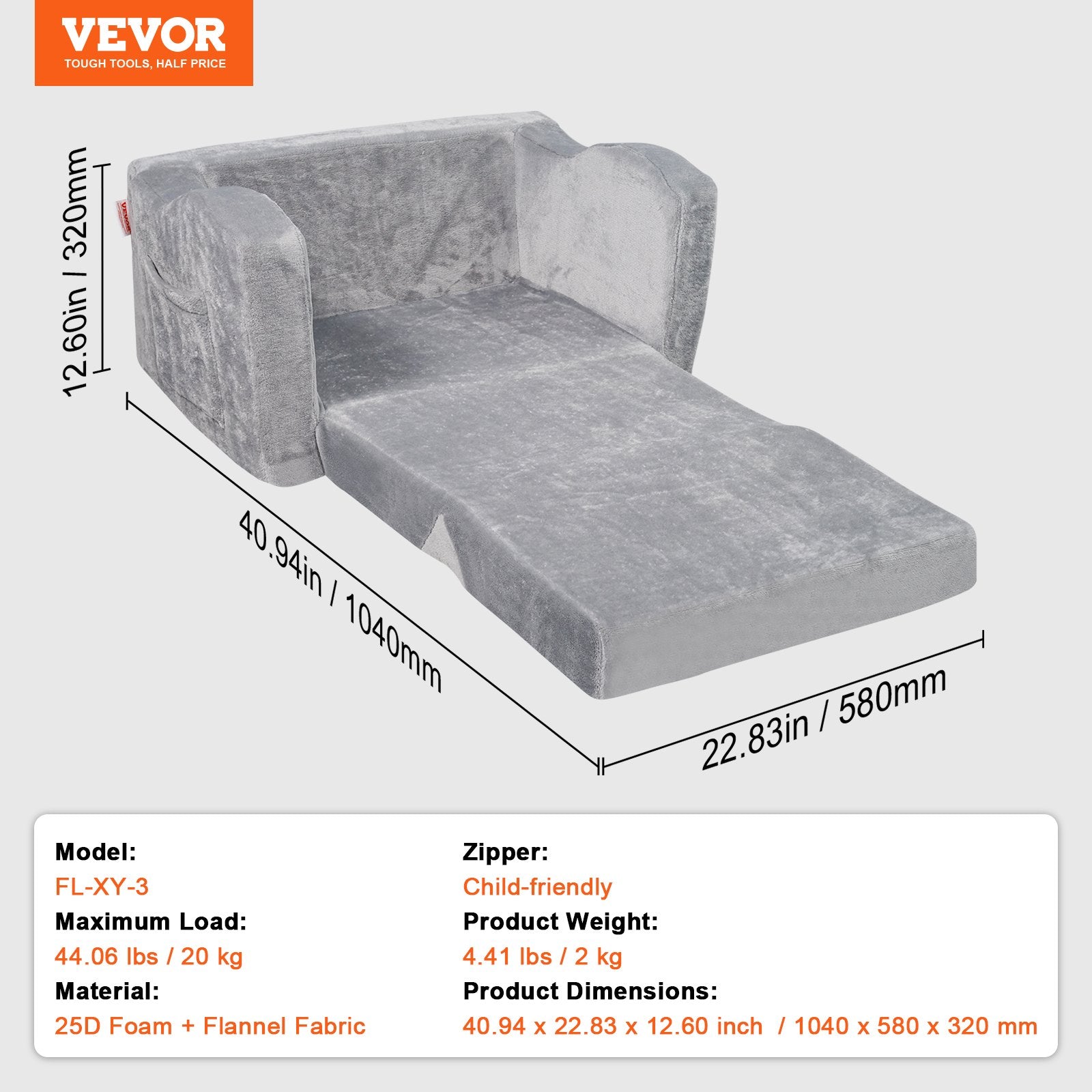 Sofas & Sofa Beds: VEVOR Baby Chair Foldable 2-in-1 Comfy Baby Lounger Couch Kids Sofa Grey