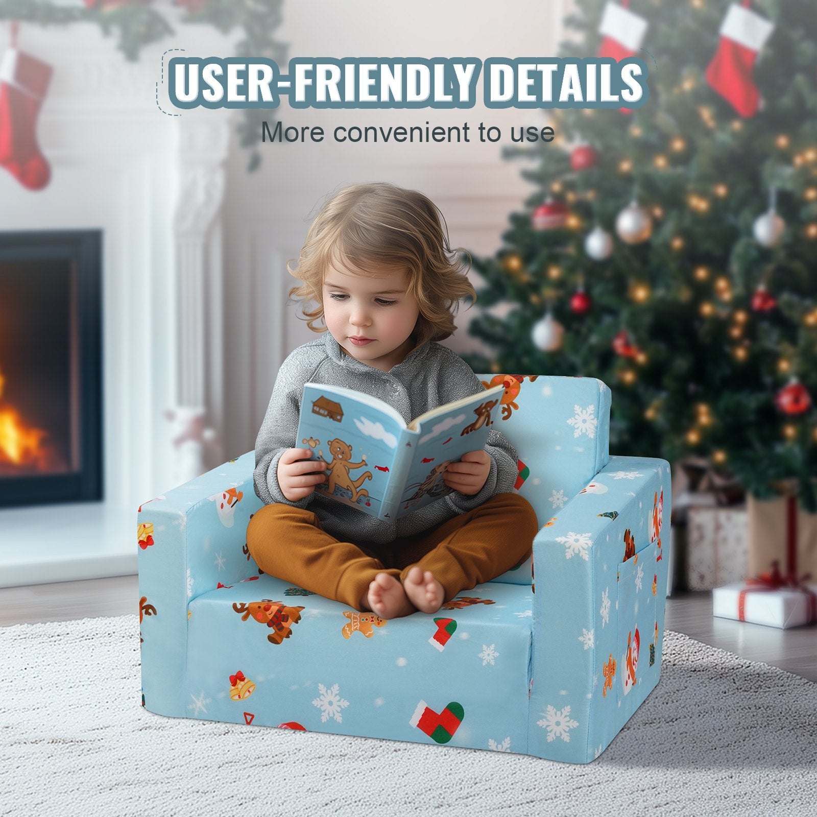 Kid's Tables, Chairs & Seats: VEVOR Baby Chair Foldable 2-in-1 Baby Lounger Couch Cartoon Kids Sofa Pink