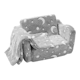 Basketball & Basketball Accessories: VEVOR Fold-out Kids Sofa, Glow-in-the-Dark Kids Couch Chair, 2-in-1 Children Convertible Sofa to Lounger, Extra Soft Flip-out Toddler Couch for Siting and Sleeping, for Bedroom and Playroom