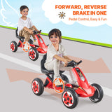 Ride On Cars: VEVOR Go Kart 4 Wheel Pedal Ride On Toy for Kids Ages 3-8 Adjustable Seat Red