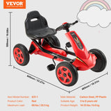 Ride On Cars: VEVOR Go Kart 4 Wheel Pedal Ride On Toy for Kids Ages 3-8 Adjustable Seat Red