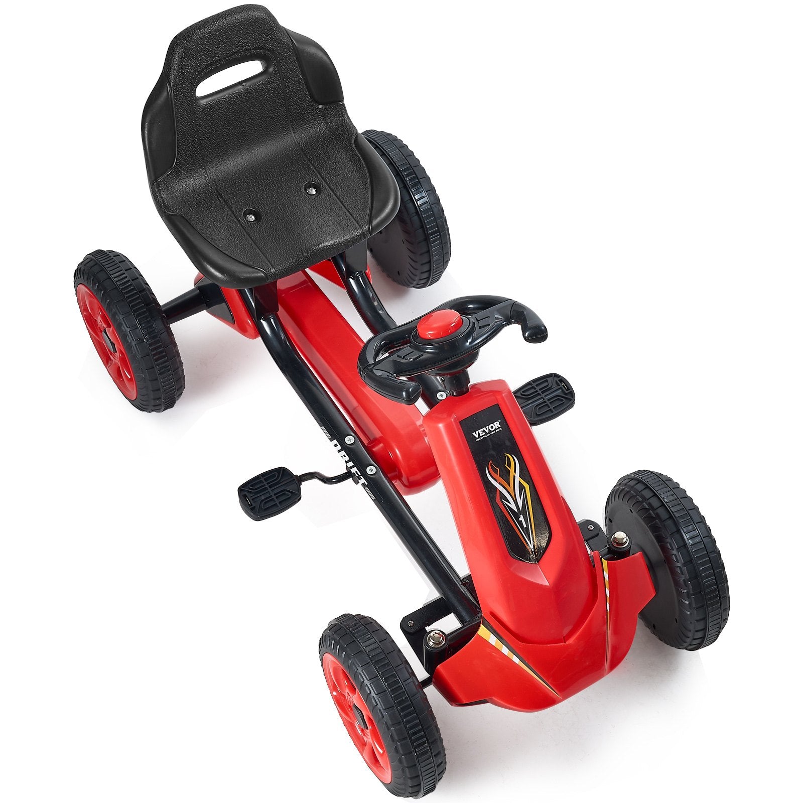 Go Kart 4 Wheel Pedal Ride On Toy for Kids Ages 3-8 Adjustable Seat Red
