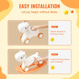 Changing Tables: VEVOR 3 in 1 Rocking Horse for Toddlers 1-3 Years, Baby Rocking Horse with Detachable Balance Board and 4 Smooth Wheels, Support up to 80 lbs HDPE Material Kids Ride on Toy, Swinging, Orange