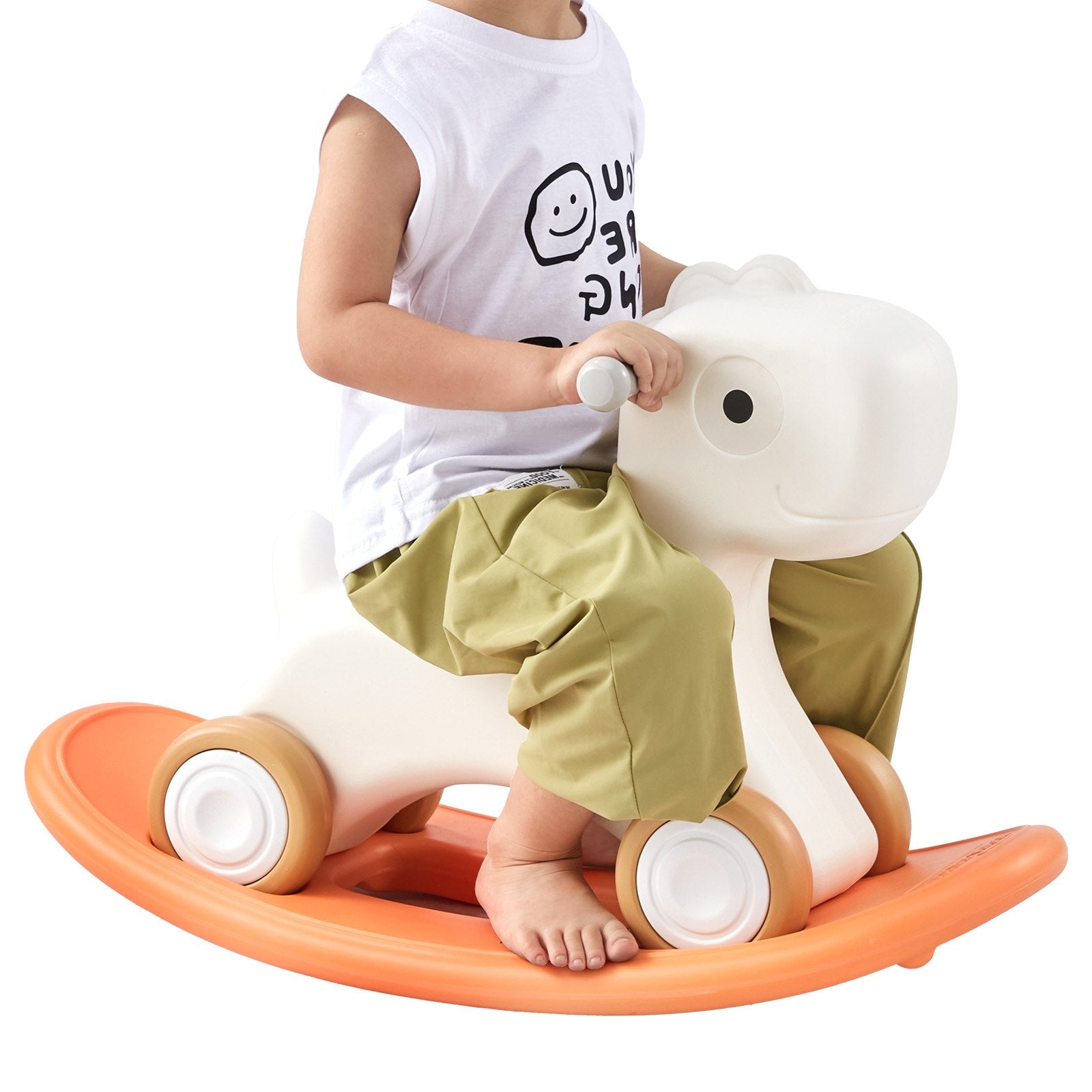 Changing Tables: VEVOR 3 in 1 Rocking Horse for Toddlers 1-3 Years, Baby Rocking Horse with Detachable Balance Board and 4 Smooth Wheels, Support up to 80 lbs HDPE Material Kids Ride on Toy, Swinging, Orange