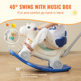 Ride On Cars: VEVOR 4 in 1 Rocking Horse for Toddlers 1-3 Years, Baby Rocking Horse with Detachable Balance Board, Push Handle and 4 Smooth Wheels, Support up to 80 lbs HDPE Kids Ride on Toy with Sound, Blue