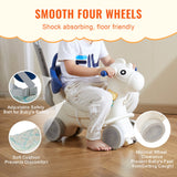 Ride On Cars: VEVOR 4 in 1 Rocking Horse for Toddlers 1-3 Years, Baby Rocking Horse with Detachable Balance Board, Push Handle and 4 Smooth Wheels, Support up to 80 lbs HDPE Kids Ride on Toy with Sound, Blue