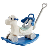 Ride On Cars: VEVOR 4 in 1 Rocking Horse for Toddlers 1-3 Years, Baby Rocking Horse with Detachable Balance Board, Push Handle and 4 Smooth Wheels, Support up to 80 lbs HDPE Kids Ride on Toy with Sound, Blue