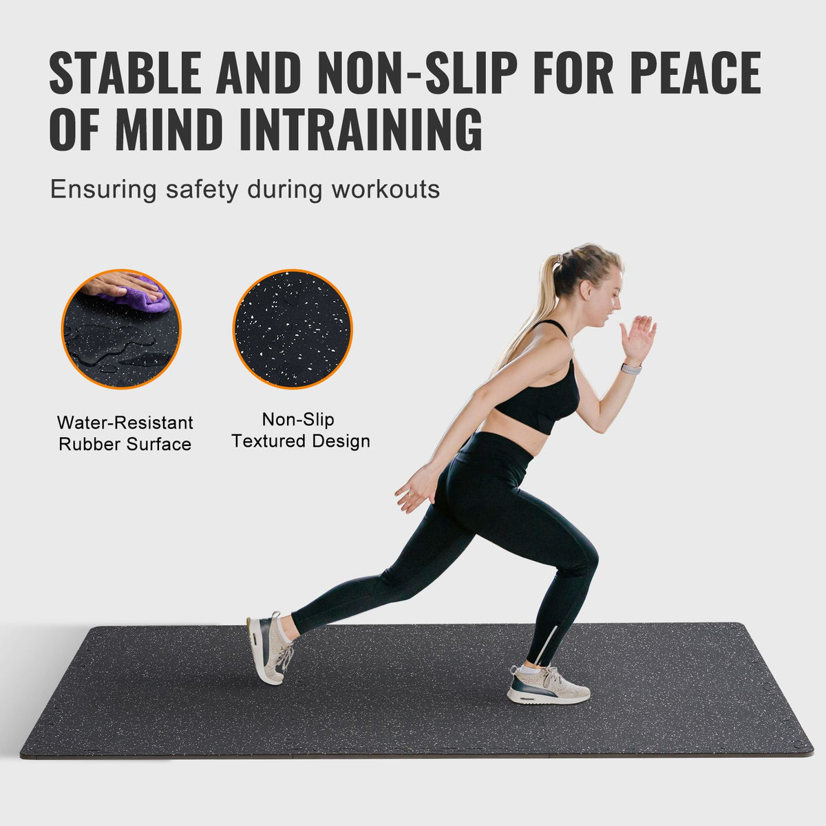 0.56 Inch Thick Gym Floor Mats, 25 Tiles Rubber Top with EVA Foam, 25" x 25" Gym Flooring Workout Mats with 100sq.ft Coverage, Interlocking Puzzle Gym Mats for Gym, Home, Garage, Black & White