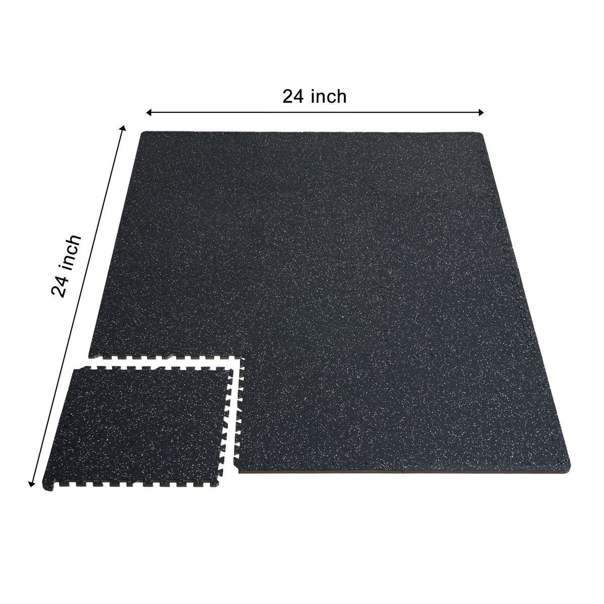 0.56 Inch Thick Gym Floor Mats, 25 Tiles Rubber Top with EVA Foam, 25" x 25" Gym Flooring Workout Mats with 100sq.ft Coverage, Interlocking Puzzle Gym Mats for Gym, Home, Garage, Black & White
