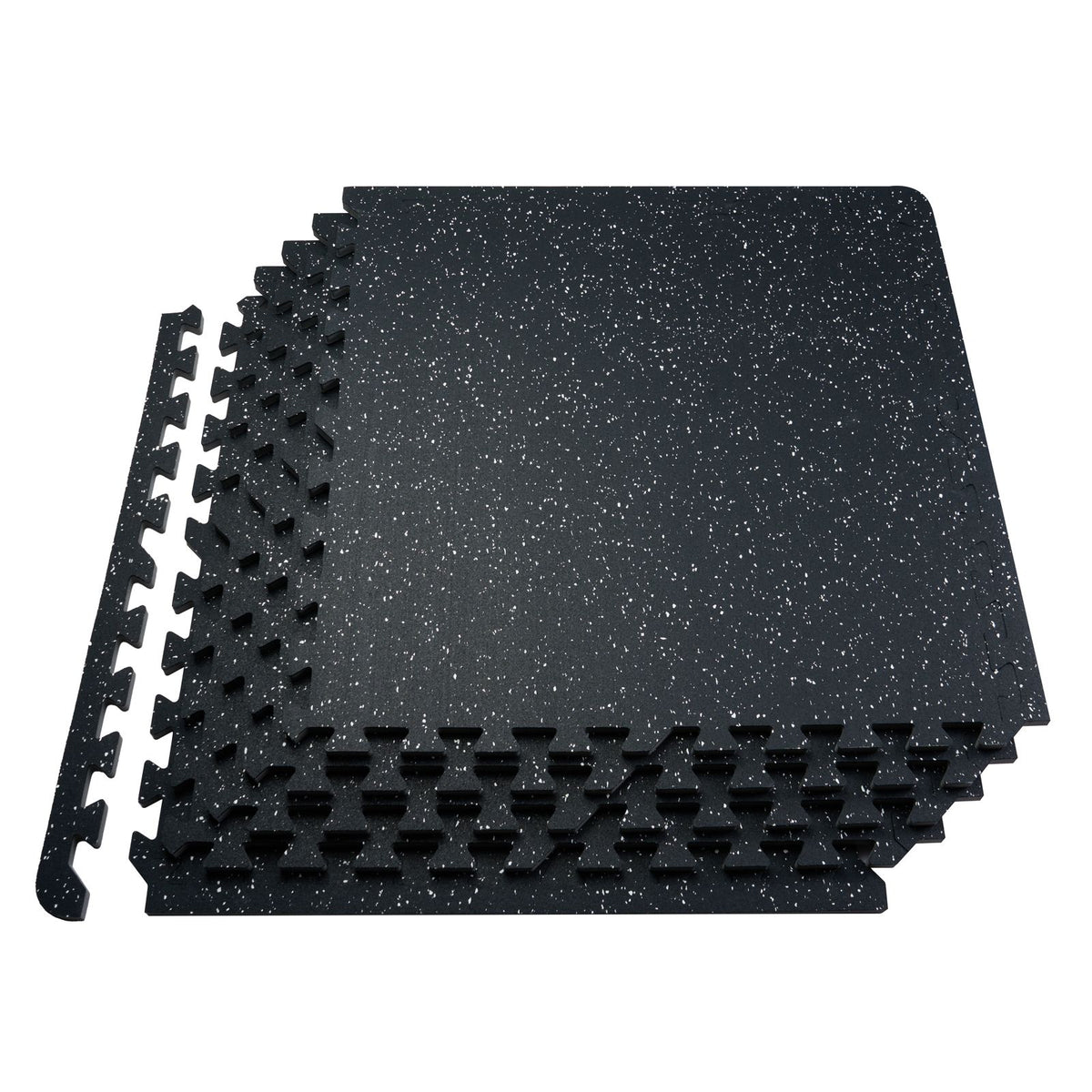 0.56 Inch Thick Gym Floor Mats, 25 Tiles Rubber Top with EVA Foam, 25" x 25" Gym Flooring Workout Mats with 100sq.ft Coverage, Interlocking Puzzle Gym Mats for Gym, Home, Garage, Black & White
