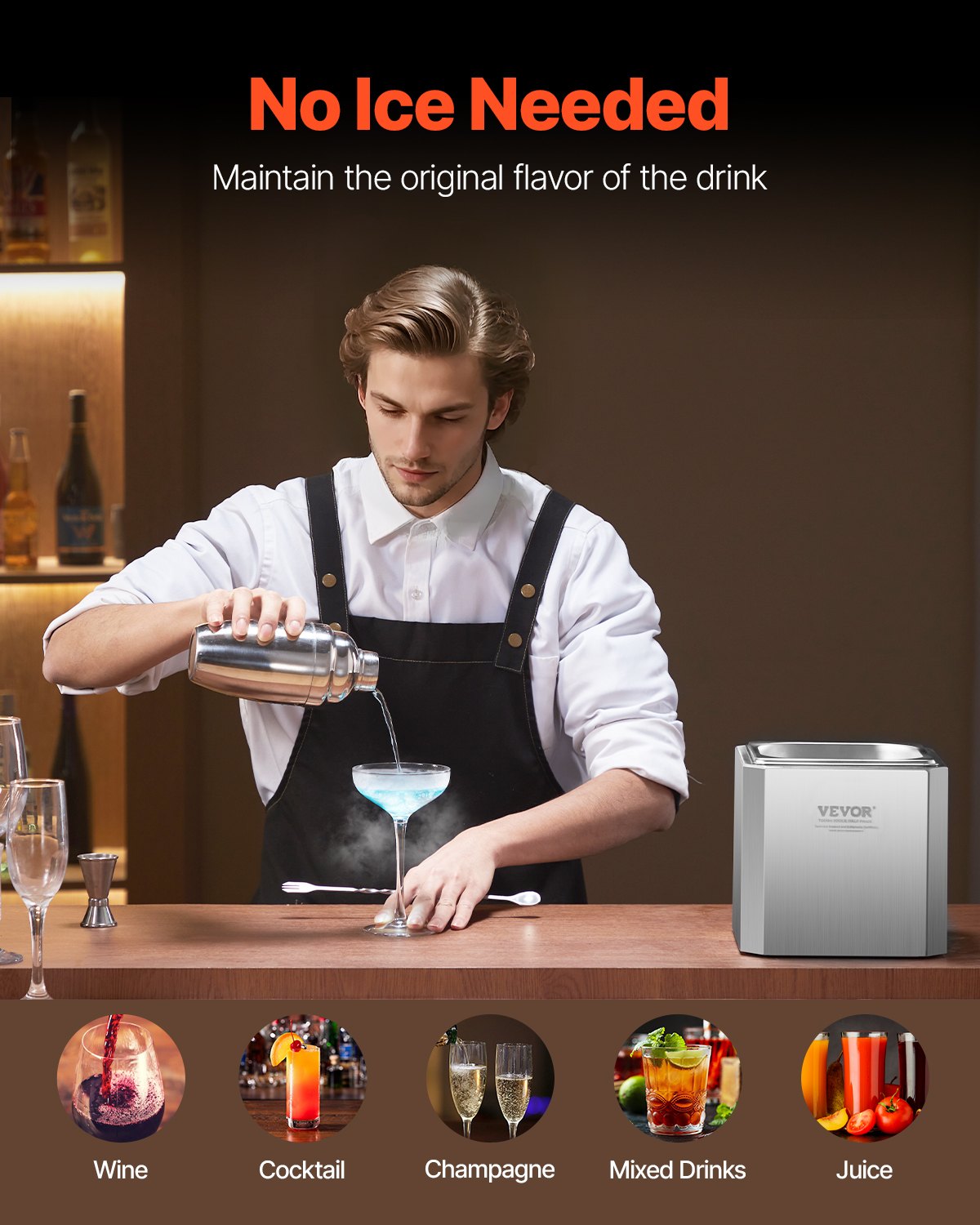 Glass Froster Chiller, CO2 Beer Glass Froster, 8-10 Seconds/Cup with LED Light, Instant Glass Chiller for Wine, Cocktail, Champagne, Mixed Drinks, Juice, Ideal for Bar, Restaurant, Home Kitchen