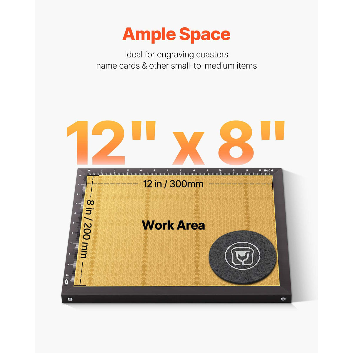 45W CO2 Laser Engraver, 300 x 200 mm, Desktop CO2 Laser Engraver Cutter Machine with Rotary Axis, Air Assist, Engraving Machine Compatible with LightBurn CorelDRAW GRBL, for Wood Acrylic Glass