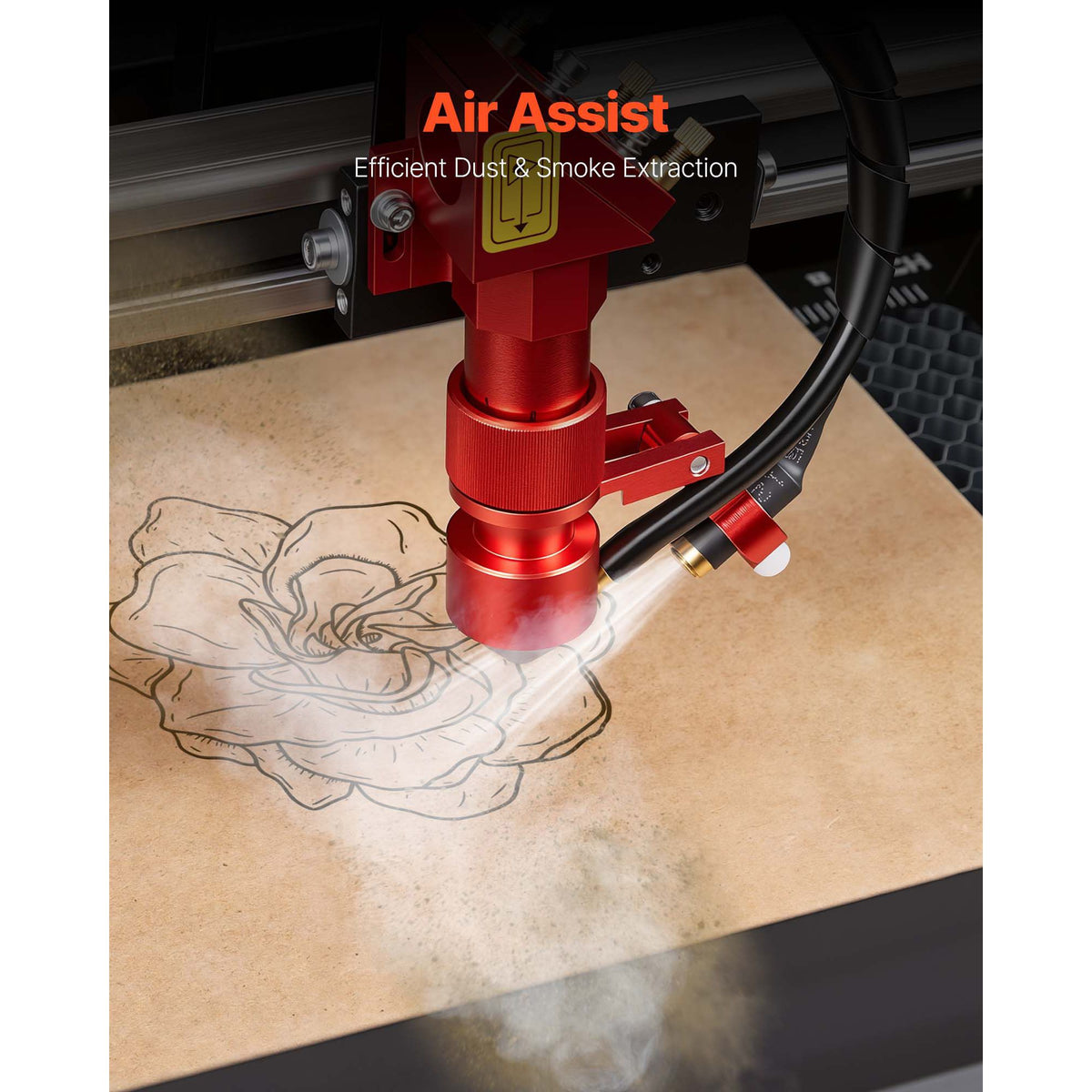 45W CO2 Laser Engraver, 300 x 200 mm, Desktop CO2 Laser Engraver Cutter Machine with Rotary Axis, Air Assist, Engraving Machine Compatible with LightBurn CorelDRAW GRBL, for Wood Acrylic Glass