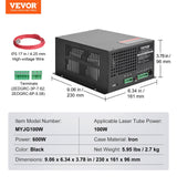 Desktops & Accessories: VEVOR CO2 Laser Power Supply, 100W, Power Supply for 100W Laser Tube, Constant Current Protection, Open Circuit Protection, Fast Heat Dissipation, Compatible for Multi-brand Laser Engravers & Cutters