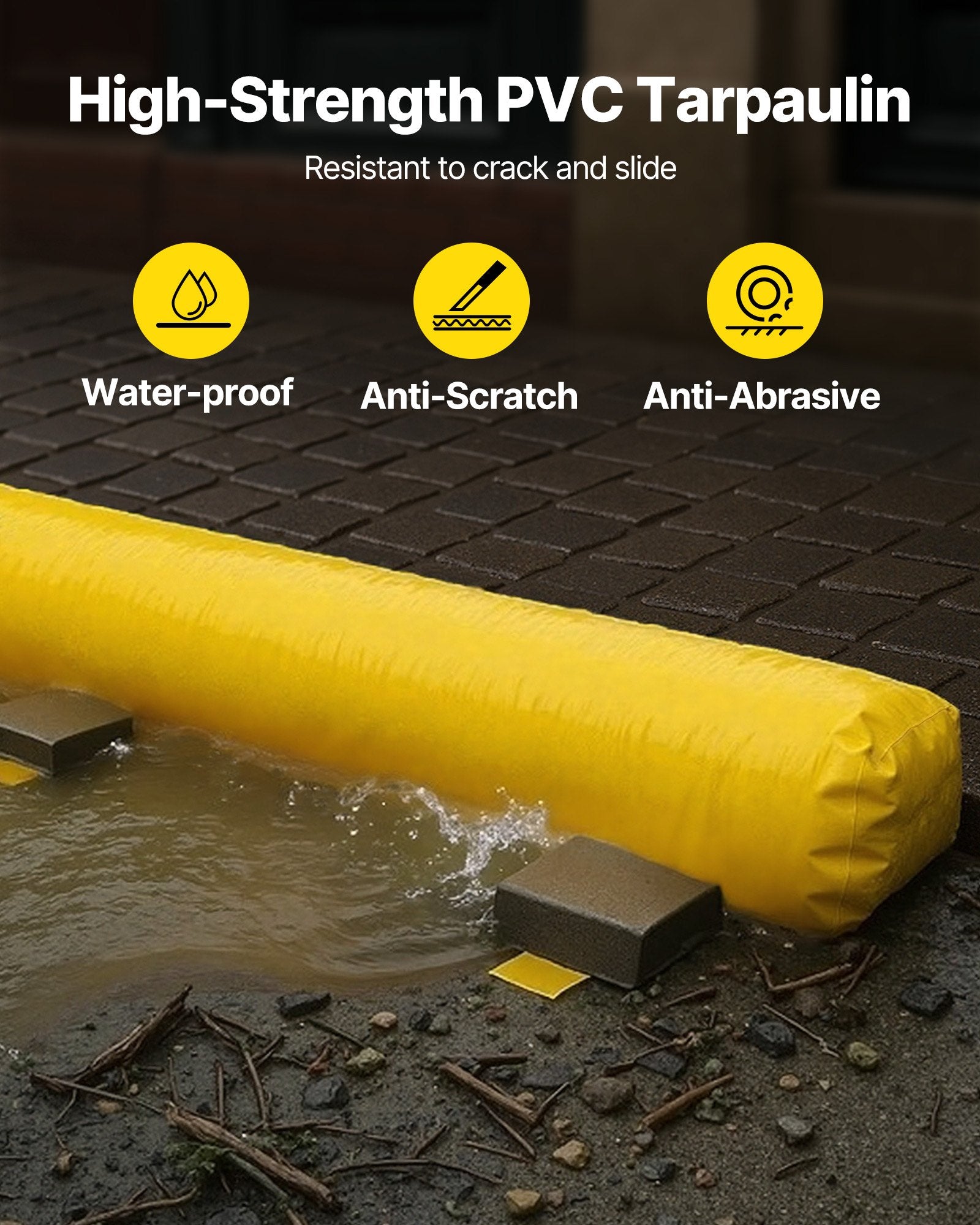 Traffic Control & Parking Tools: VEVOR Flood Barrier Hydro Barrier 12' Length x 12" Height for Water Diversion