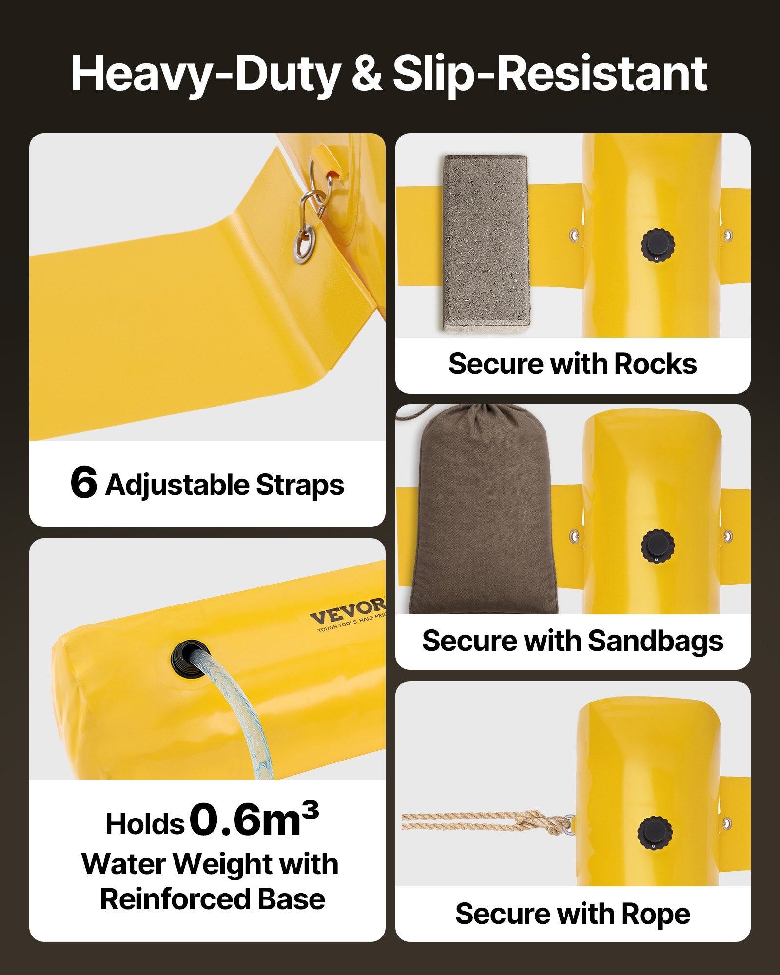 Traffic Control & Parking Tools: VEVOR Flood Barrier Hydro Barrier 12' Length x 12" Height for Water Diversion