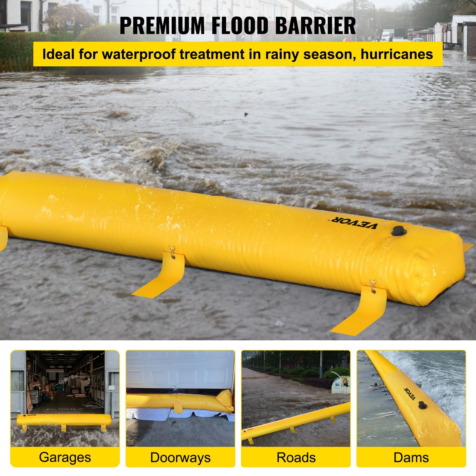 Traffic Control & Parking Tools: VEVOR Flood Barrier Hydro Barrier 24' Length x 12