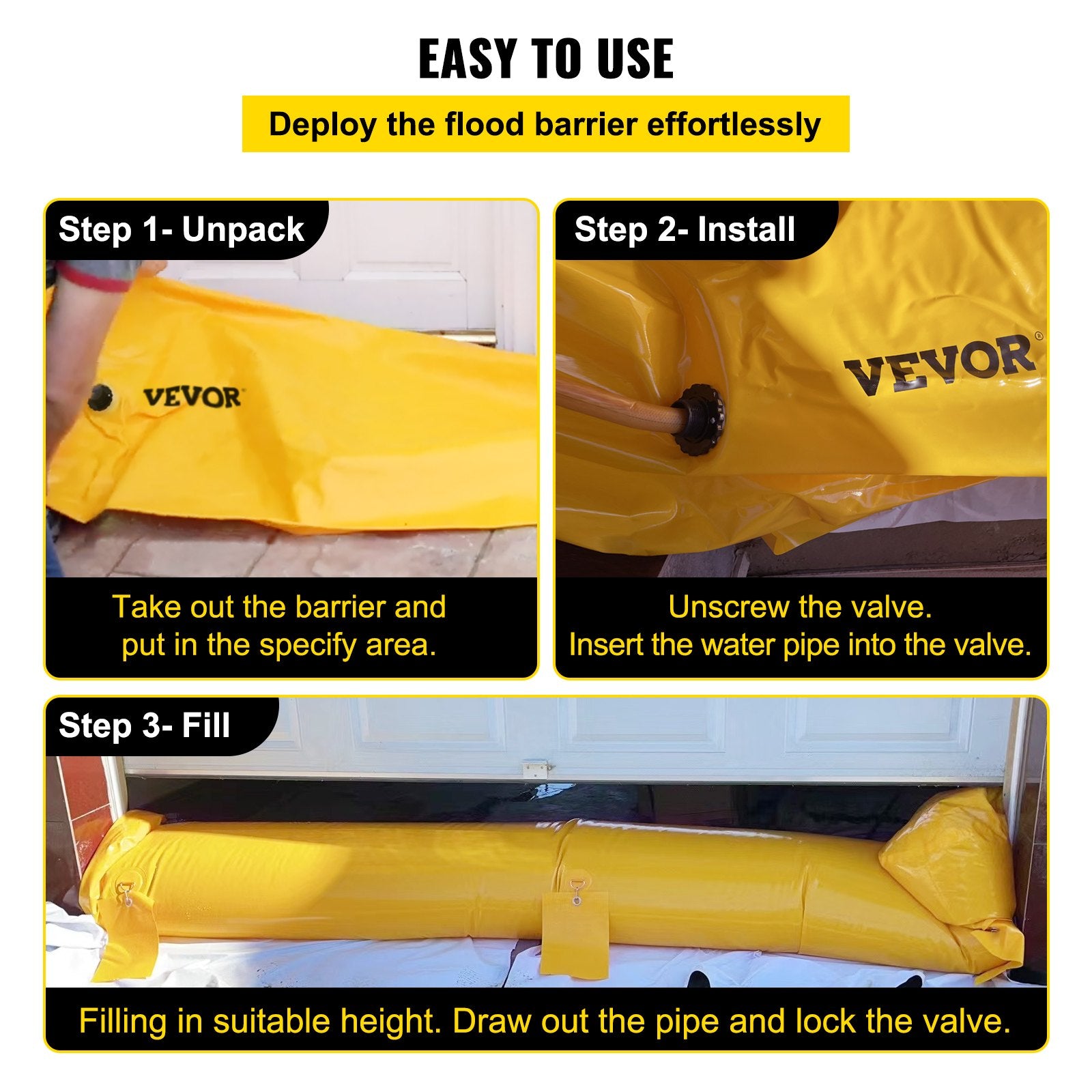 Traffic Control & Parking Tools: VEVOR Flood Barrier Hydro Barrier 24' Length x 12