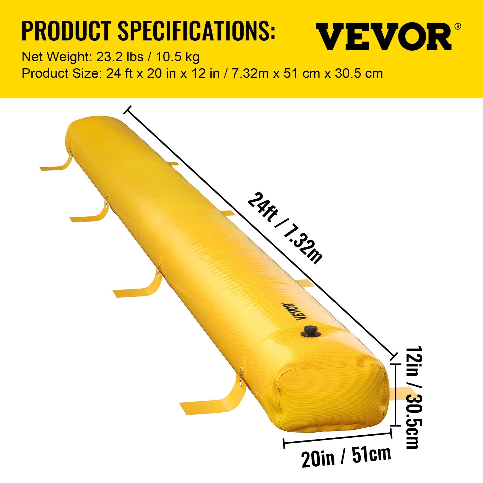 Traffic Control & Parking Tools: VEVOR Flood Barrier Hydro Barrier 24' Length x 12