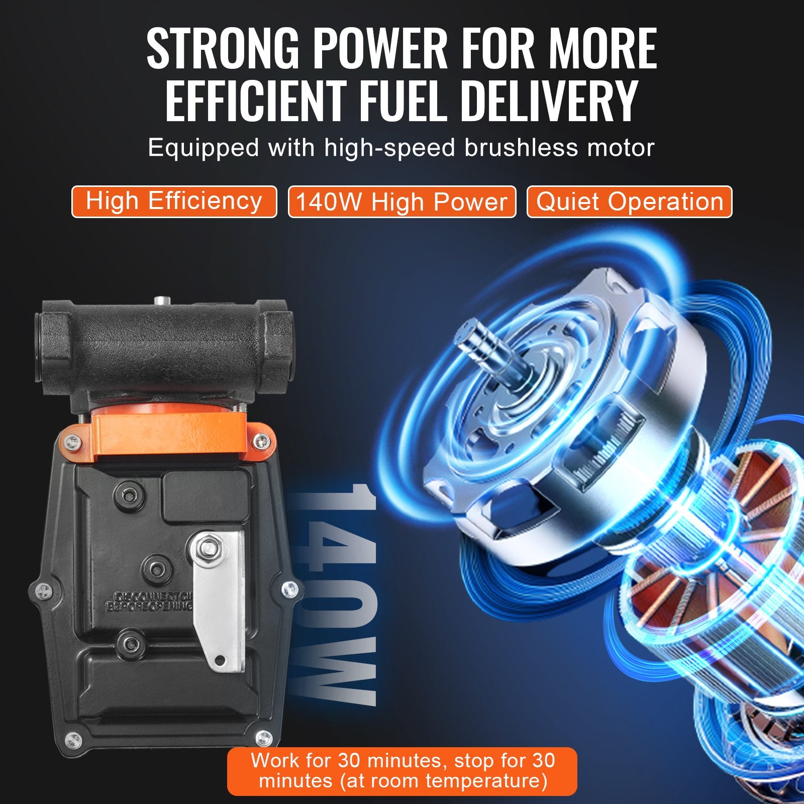 Fuel & Exhaust: VEVOR Fuel Transfer Pump 12V 15 GPM 1/4 HP Diesel Pump with Auto Fuel Nozzle