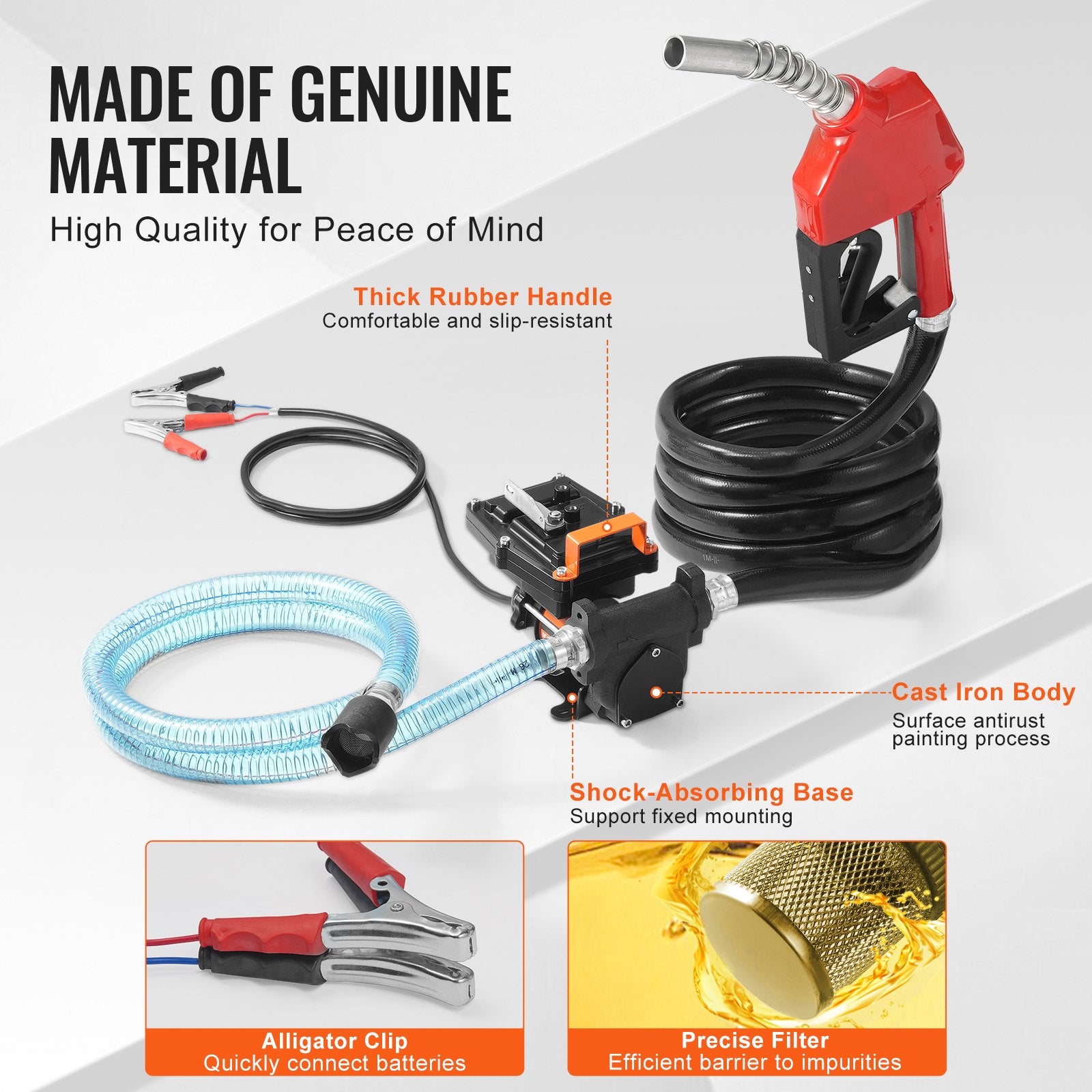 Fuel & Exhaust: VEVOR Fuel Transfer Pump 12V 15 GPM 1/4 HP Diesel Pump with Auto Fuel Nozzle