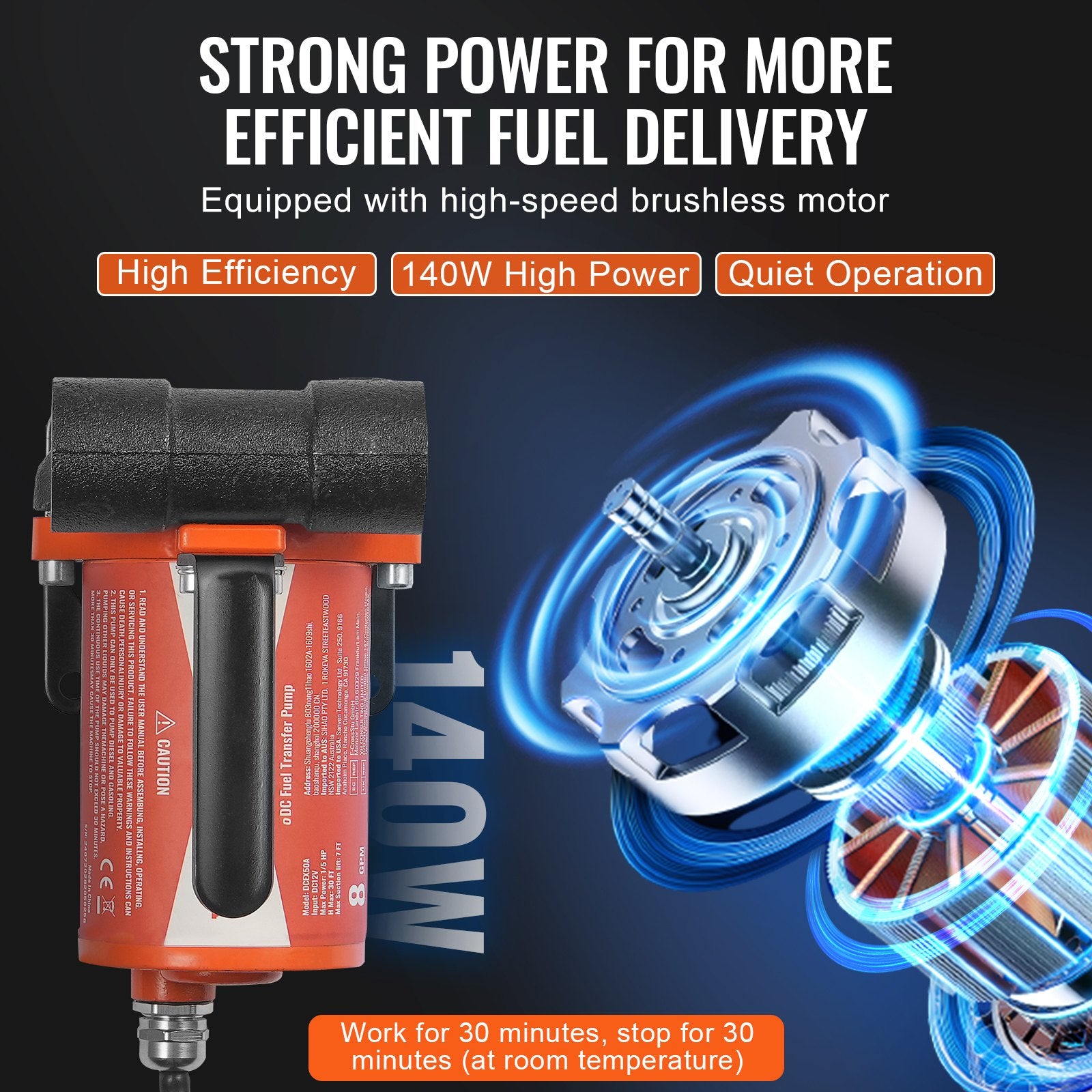 Fuel & Exhaust: VEVOR Fuel Transfer Pump 12V 8 GPM 1/6 HP Diesel Pump with Auto Fuel Nozzle