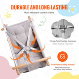 Outdoor Benches: VEVOR Canvas Hammock Swing, 3 Modes Baby Swing Indoor and Outdoor with 5-Point Harness,  and Tree Straps, 150lbs Weight Capacity, Integrated Cushion, Wooden Hanging Swing Seat for Baby to Toddler