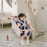 Outdoor Benches: VEVOR Canvas Hammock Swing, 3 Modes Baby Swing Indoor and Outdoor with 5-Point Harness,  and Tree Straps, 150lbs Weight Capacity, Integrated Cushion, Wooden Hanging Swing Seat for Baby to Toddler