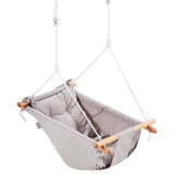 Outdoor Benches: VEVOR Canvas Hammock Swing, 3 Modes Baby Swing Indoor and Outdoor with 5-Point Harness,  and Tree Straps, 150lbs Weight Capacity, Integrated Cushion, Wooden Hanging Swing Seat for Baby to Toddler