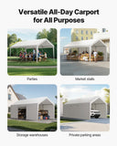 Canopies & Gazebos: VEVOR Carport Car Canopy 12x20FT Heavy Duty Car Shelter with Sidewalls Grey