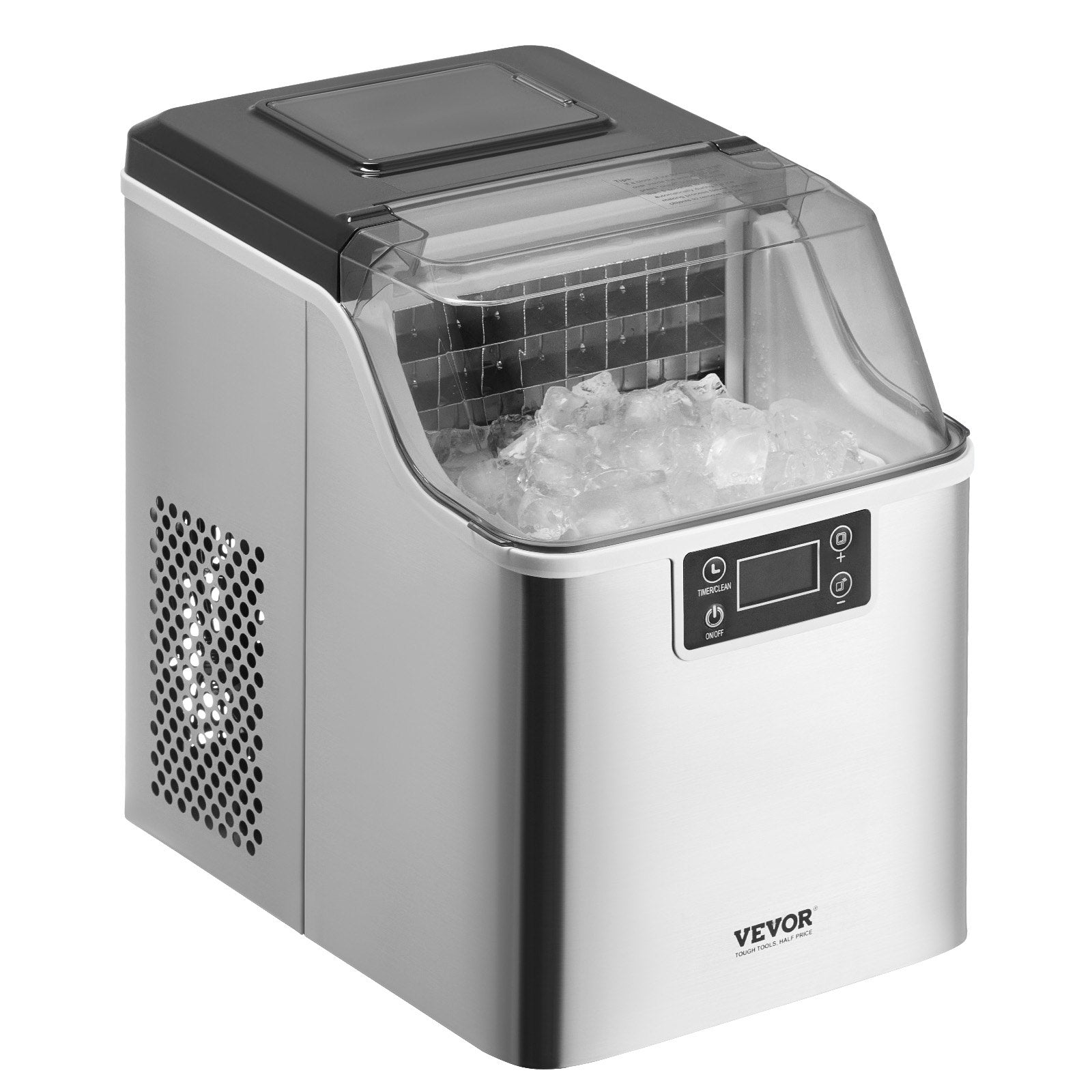 Fish Food: VEVOR Portable Countertop Ice Maker 45Lbs/24H Self-Cleaning with Scoop Basket