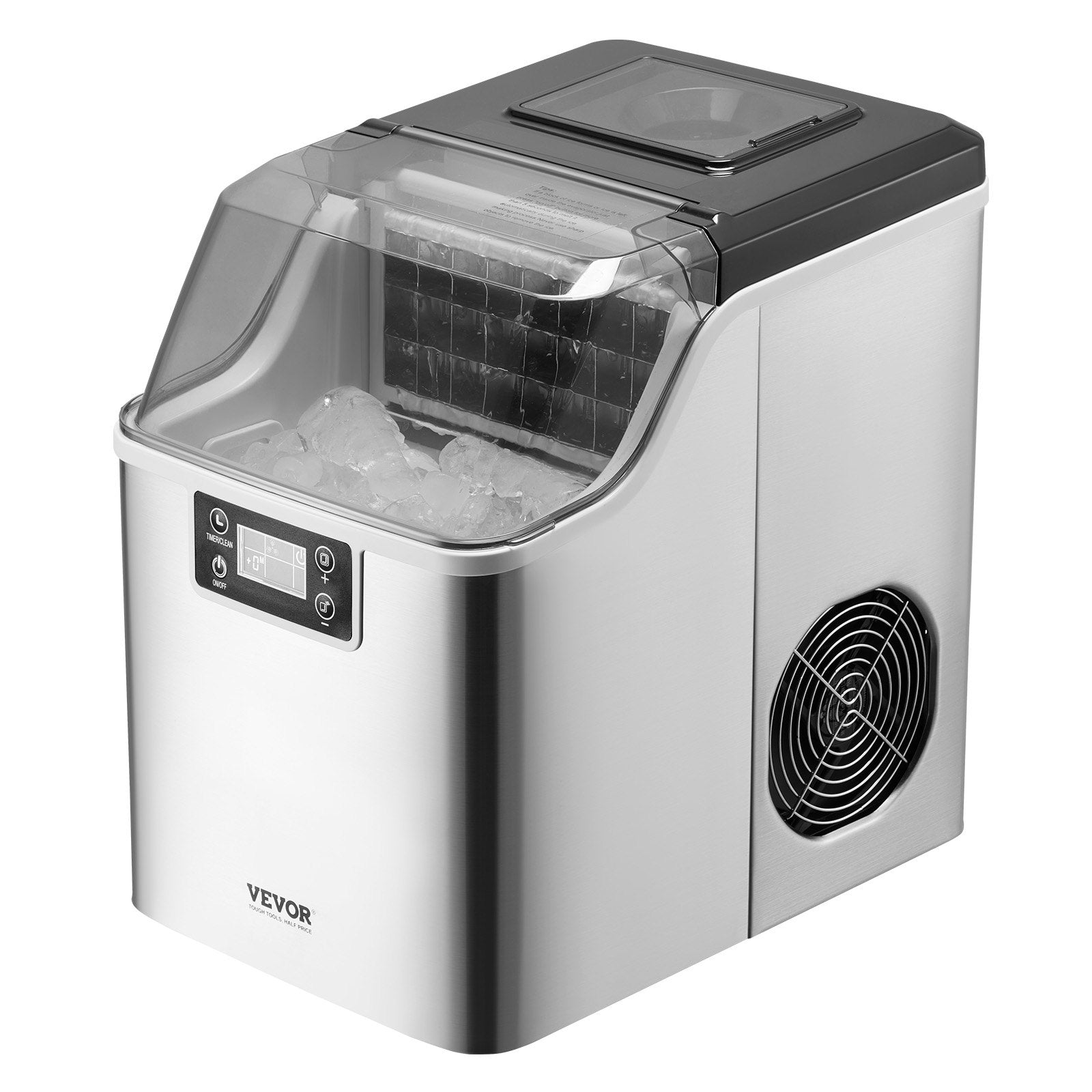 Fish Food: VEVOR Portable Countertop Ice Maker 45Lbs/24H Self-Cleaning with Scoop Basket