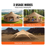 Tents: VEVOR Canvas Tent 4 Seasons 5 m/16.4 ft Bell Tent for Camping with Stove Jack