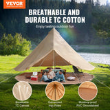 Tents: VEVOR Canvas Bell Tent, 4 Seasons 7 m/22.97 ft Yurt Tent, Canvas Tent for Camping with Stove Jack, Breathable Tent Holds up to 12 People, Family Camping Outdoor Hunting Party