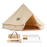 Tents: VEVOR Canvas Bell Tent, 4 Seasons 7 m/22.97 ft Yurt Tent, Canvas Tent for Camping with Stove Jack, Breathable Tent Holds up to 12 People, Family Camping Outdoor Hunting Party