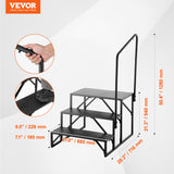 Mobility & Accessibility: VEVOR RV Steps, 3-Step RV Stairs, 199.58KGS  Load Capacity, Thickened Carbon Steel, With Handrail, Non-Slip Steps for Safe Entry and Exit, Suit for RV, Trailer, Camper Steps