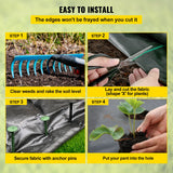 Canopies & Gazebos: VEVOR Weed Barrier, 5.8oz Landscape Fabric, 4ft x 300ft Cover Mat Heavy Duty Woven Grass Control Geotextile for Garden, Patio, Black