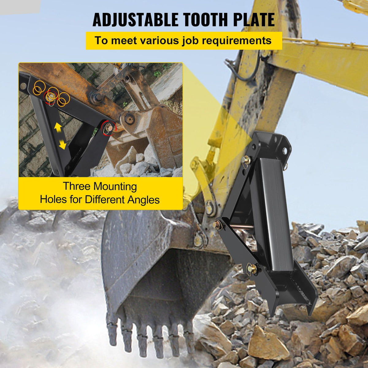 45.7 cm Backhoe Thumb, 12 mm Teeth Thickness Heavy Duty Excavator Thumb, Black Steel Weld On Thumb Attachments with 12mm Bolt-On Design Adjustable Mechanical Thumb for Backhoe/Excavator