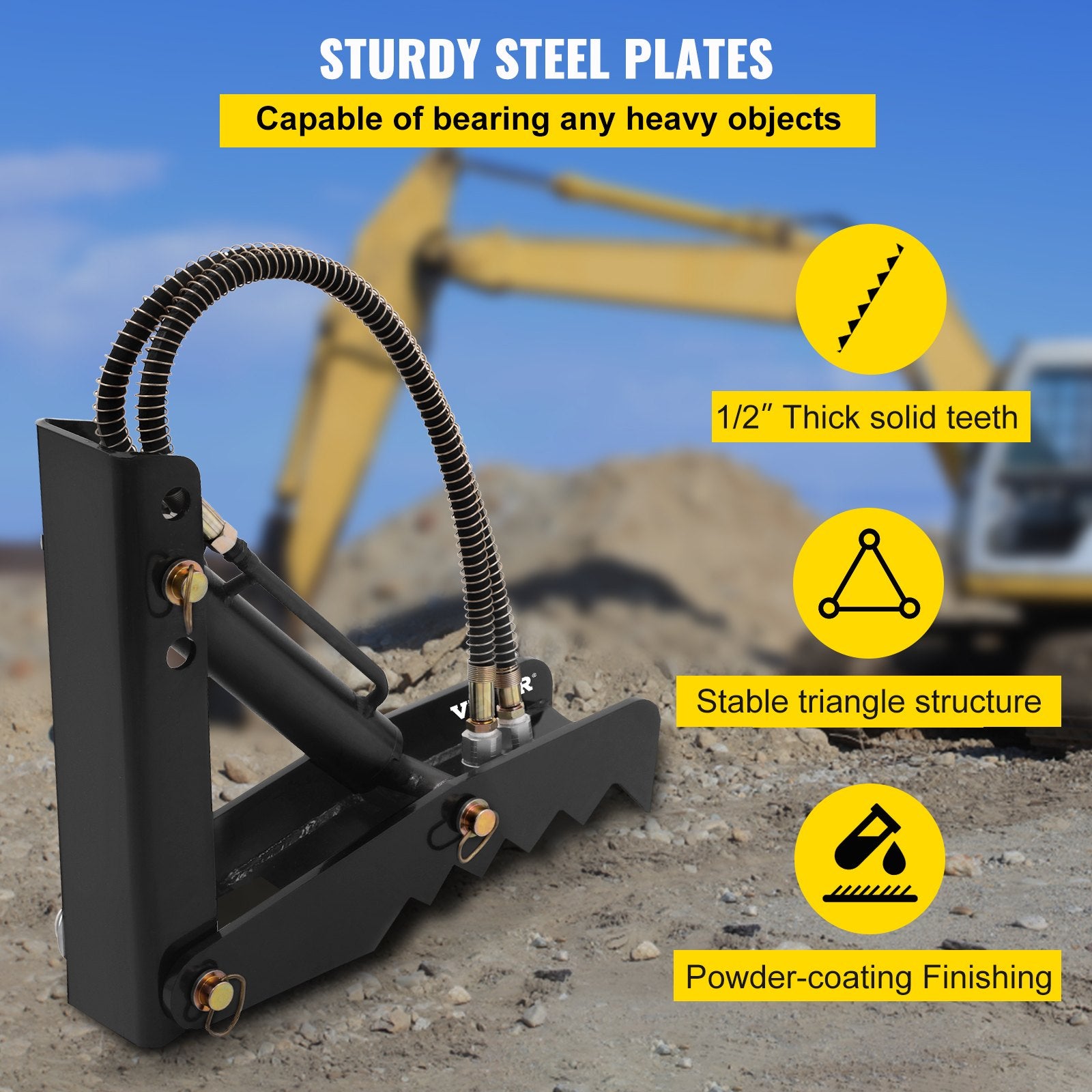 Hydraulic Backhoe Thumb, 45.7cm 1.27cm Thickness Heavy Duty Excavator Thumb, Black Steel Weld On Thumb Attachments with Hydraulic Cylinder, Mechanical Hydraulic Thumb for Backhoe/Excavator