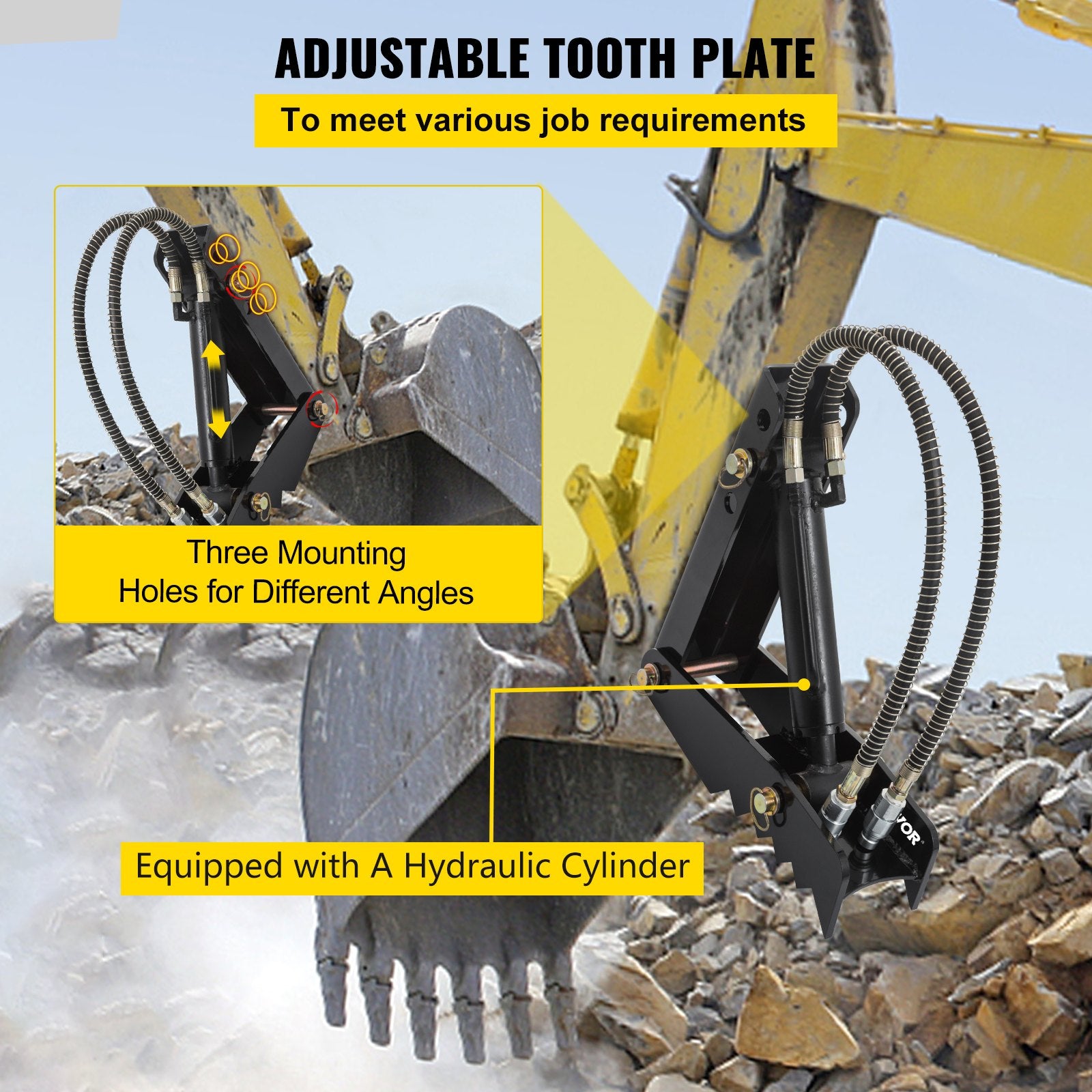 Hydraulic Backhoe Thumb, 45.7cm 1.27cm Thickness Heavy Duty Excavator Thumb, Black Steel Weld On Thumb Attachments with Hydraulic Cylinder, Mechanical Hydraulic Thumb for Backhoe/Excavator