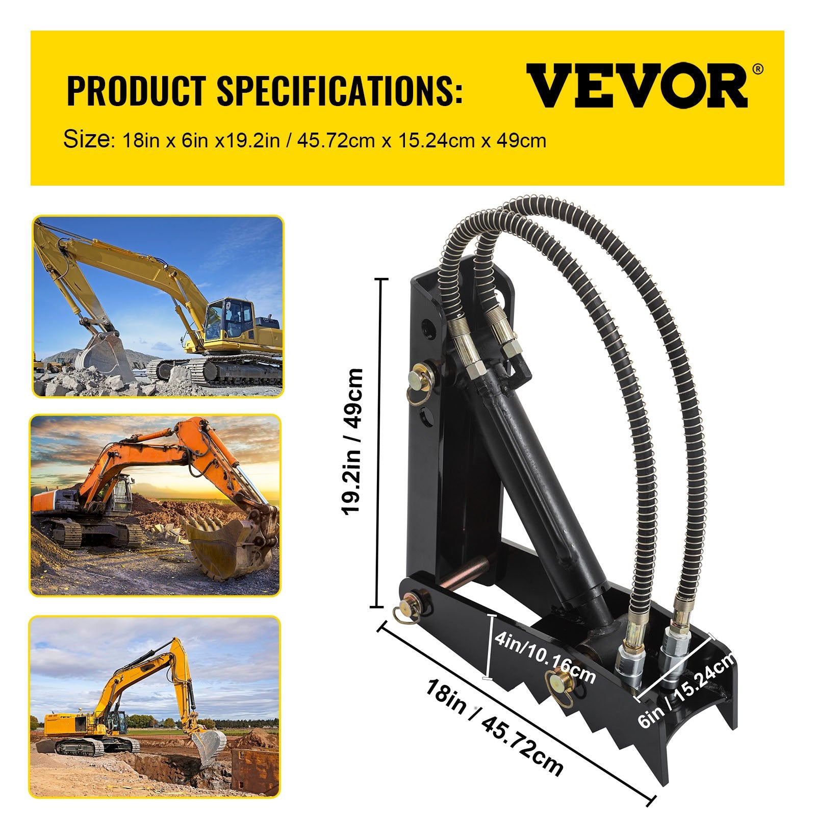 Hydraulic Backhoe Thumb, 45.7cm 1.27cm Thickness Heavy Duty Excavator Thumb, Black Steel Weld On Thumb Attachments with Hydraulic Cylinder, Mechanical Hydraulic Thumb for Backhoe/Excavator