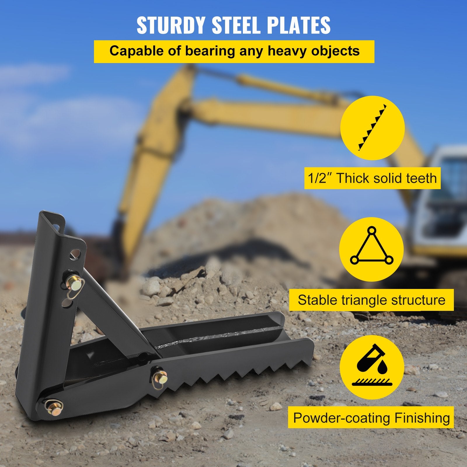 32 inch Backhoe Excavator Thumb Attachments Weld On Adjustable Boom Tractor Excavator 1/2Inch Teeth Thick Steel Plate Assembly 12MM Bolt-On Design